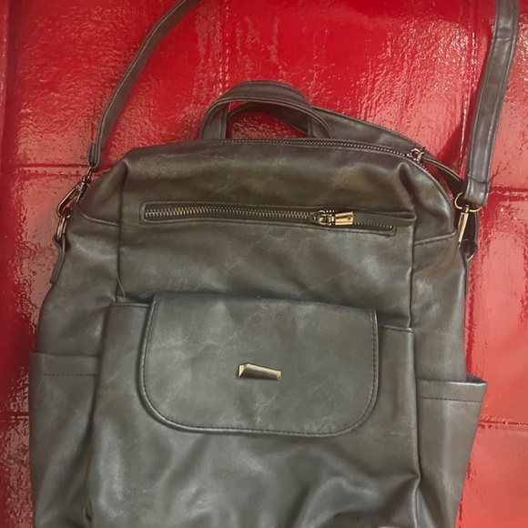 Unbranded Vegan Leather Convertible Backpack Grey - Picture 3 of 6